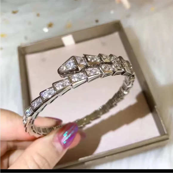 Serpentine serpent snake zircon Silver Women's Bracelet - Picture 8 of 9